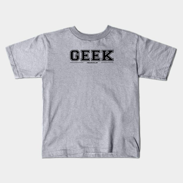 GEEK VARSITY BLACK Kids T-Shirt by theblerdgurlshop